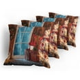 thumbnail image 5 of Ambesonne Christmas Throw Pillow Cover 4 Pack, Frozen Snowy House, 24", Red Blue, 5 of 7