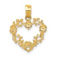 thumbnail image 1 of Collier Pendentif Cœur Fleur en Or Jaune 14k Amour, 1 of 7