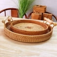 thumbnail image 5 of Round Rattan Tray -Natural Rustic & Sturdy Wicker Tray with Handles - Hand Woven Tray for Storage & Decoration – Lightweight Tray for Serving Coffee, Fruits & Drinks, 5 of 10