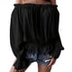 thumbnail image 2 of Blusas Elegantes con Hombros Descubiertos para Mujer, de Larga, con Volantes y Cintura Fruncida, Informales, para Fiesta, Grandes. Negro XXL, 2 of 7
