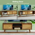 thumbnail image 4 of Mid Century Modern Rattan TV Stand for 55/60/65 inch TV , Entertainment Cabinet, Media Console for Living Room Bedroom Media Room, Solid Wood Feet & Rattan Cabinet Doors, 4 of 12