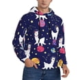 thumbnail image 2 of Naloa Lama in Space Men's Casual Hooded Collar Drawstring Hoodies Pullover Sweatshirts Casual Long Sleeve Shirts-X-Large, 2 of 7