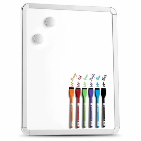 Tableau Effaçable à Sec Magnétique Premium 11"x 14 Pouces. Inclut 6 Marqueurs Effaçables à Sec Magnétiques, Couleurs Assorties. Excellent Tableau Blanc pour Réfrigérateur, Casier, et Plus!