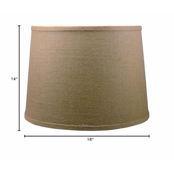 Urbanest French Drum Burlap Lampshade, 14-inch by 16-inch by 11-inch, Natural