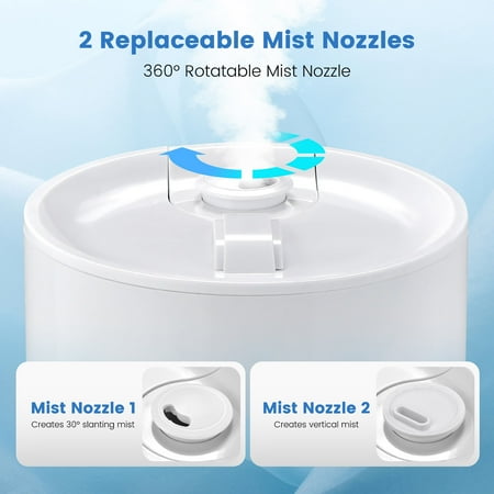 Costway Humidifier for Large Room 9L Warm & Cool Mist Top Fill Ultrasonic Air Vaporizer - White