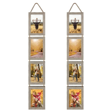 Set of 2 Gray 4x6 Picture Frame Collage for Wall Hanging