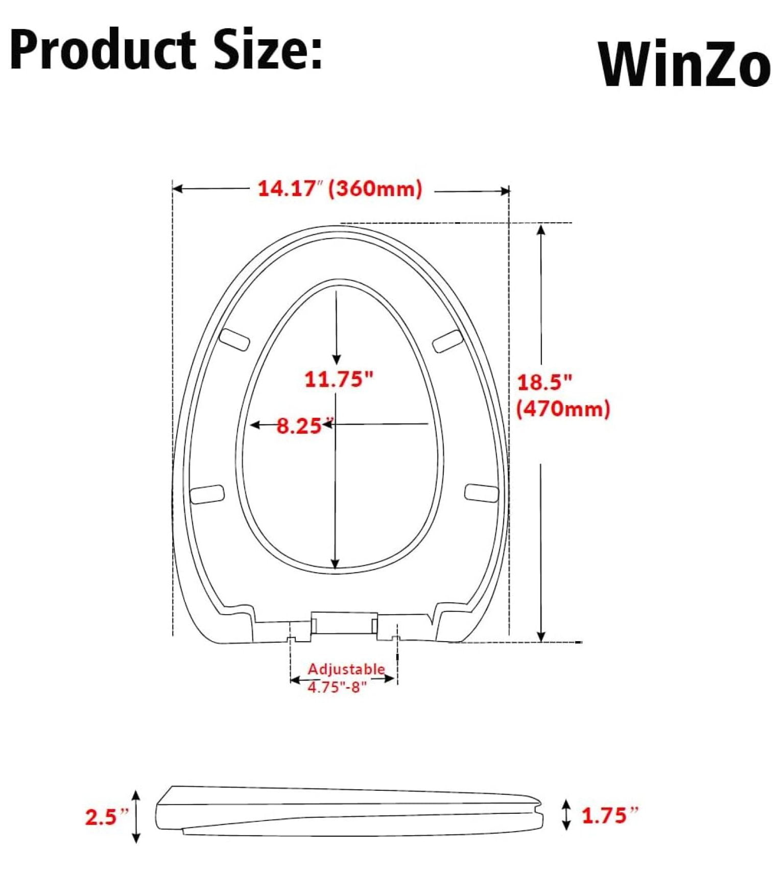 YfulYde Black Elongated Toilet Seat Standard Universal Replacement Plastic Cover 18.5" Soft Close Top Mounted Easy Install