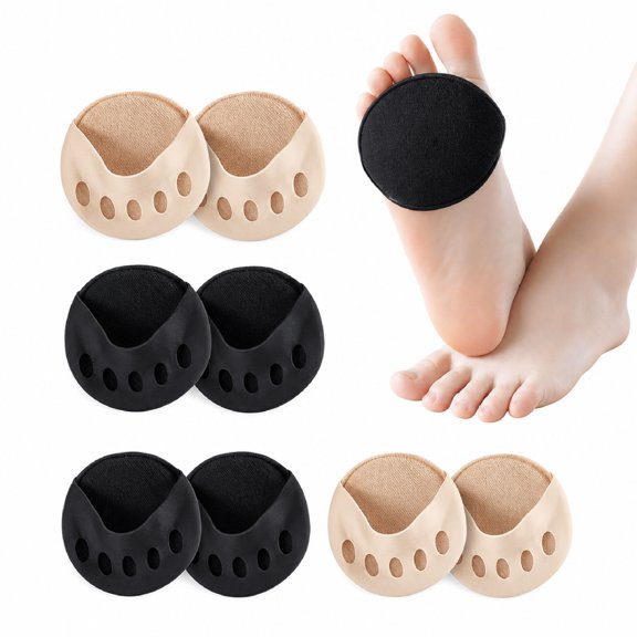 Toe Pad Liner Socks for Women, 4 Pairs Cushioned No Show Toeless Half Socks for High Heels