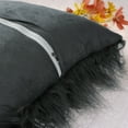 thumbnail image 4 of Unique Bargains Faux Fluffy Zipper Closure Cushion Covers Throw Pillow Covers (2 Count) Dark Gray 18" x 18", 4 of 6