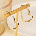 thumbnail image 4 of Ziurtnc 1 Pair Huggie Earrings Retro Hollow Heart Shape Solid Color Anti-allergy Electroplated Lightweight Stainless Ear Decoration Jewelry Commute Hanging Ear Hooks, 4 of 8