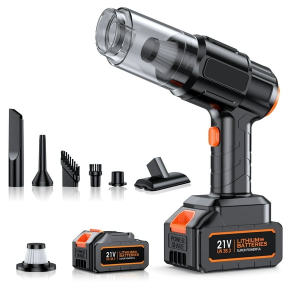 Portable Cordless Car Vacuum - 15000Pa High Power Dust Buster, 6-in-1 Handheld for Car/Home/Pet Hair/Keyboard, Black