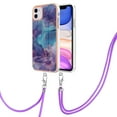 thumbnail image 2 of Mantto for iPhone 11 Case, with Lanyard Adjustable Strap, Marble Pattern Soft TPU Bumper Hard PC Back Shockproof Protective Glossy Stylish Durable Phone Case for Women Girls,Purple, 2 of 7