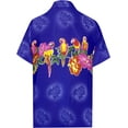thumbnail image 2 of HAPPY BAY Men's Hawaiian Shirts Short Sleeve Button Down Shirt Men's Hawaii Shirts Boho Holiday Casual Summer Beach Shirts for Men Funny XS Monstera Leaf Parrot, Royal Blue, 2 of 7