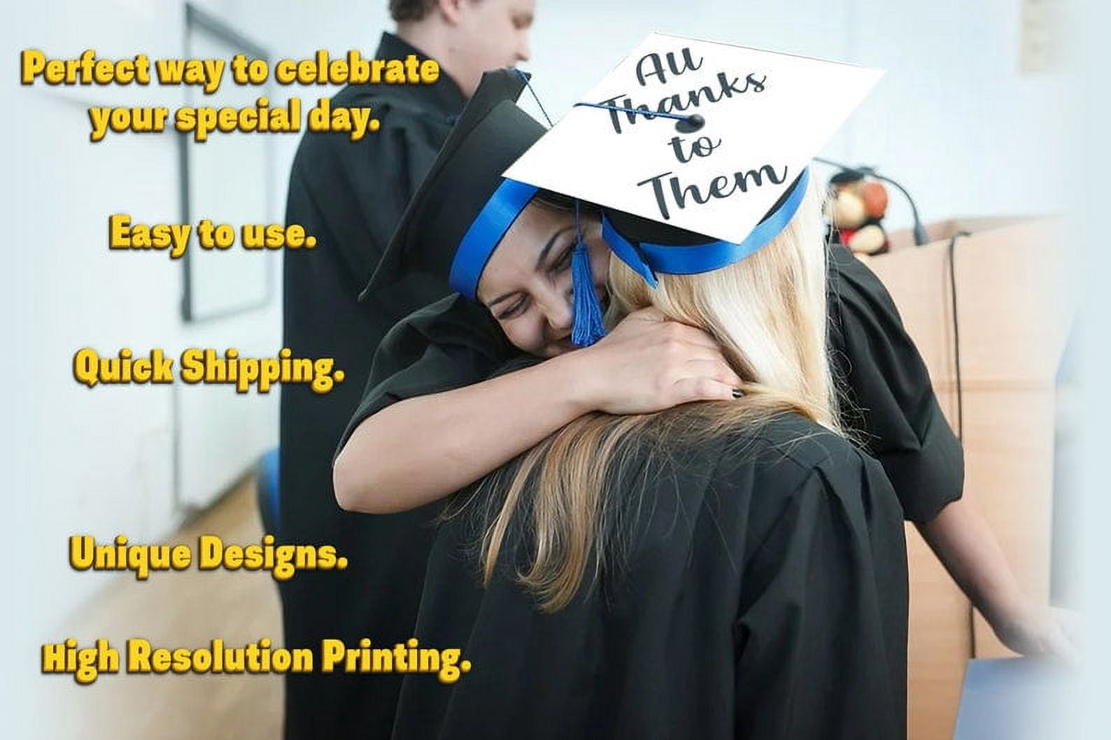 All Thanks To Them, Signature Graduation Cap Topper, Grad gift Signing Hat, Teacher Gift