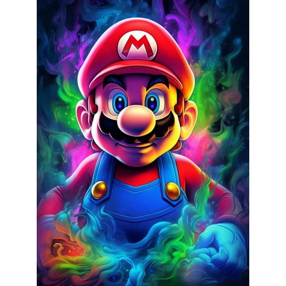 Mario Diamond Art Kits for Aduts, Diamond Painting for Kids, Full Drill Cross Stitch Kits for Beginners, Wall Art 12" X 16"