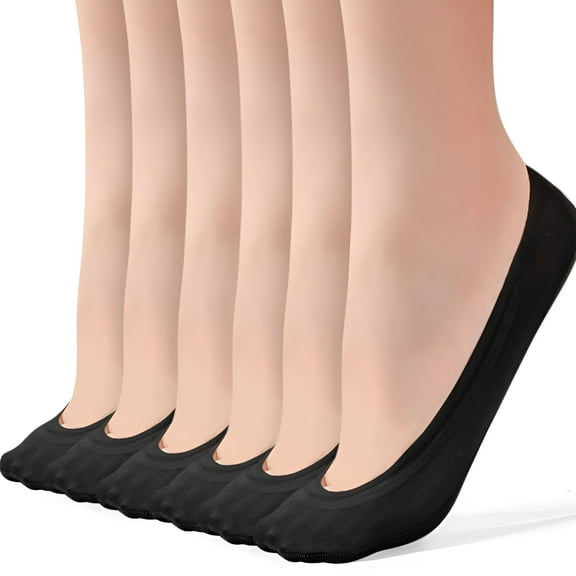 TELOLY 6 Pairs No Show Socks Womens Ultra Low Cut Nylon Thin Socks for Flat Invisible Non Slip Liner Footies