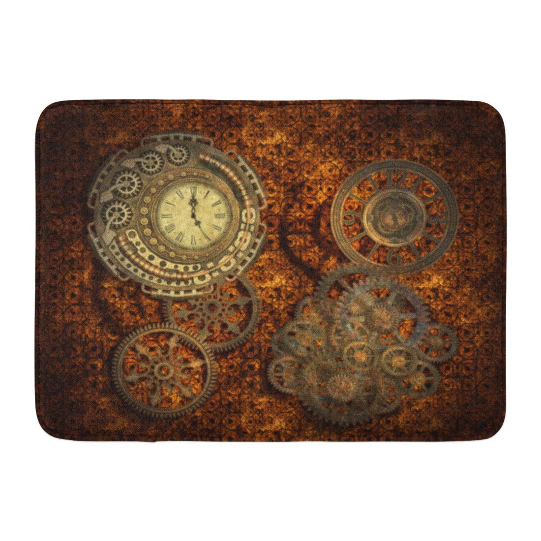 GODPOK Science Brown Steam Steampunk Style with Gears and Clocks Red