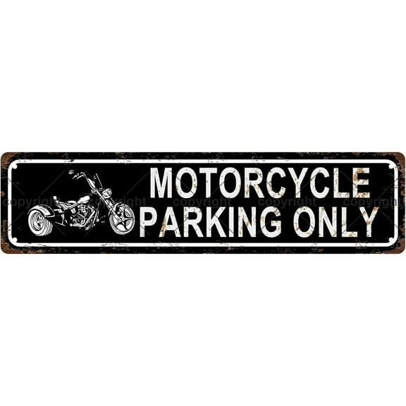 MOTORCYCLE PARKING ONLY Vintage Metal Tin Sign, Street Sign, Home Decor, Room Decor, Wall Decor, Bathroom Decor, Bar Decor, Cafe Decor, Garage Decor, 16 x 4 Inch