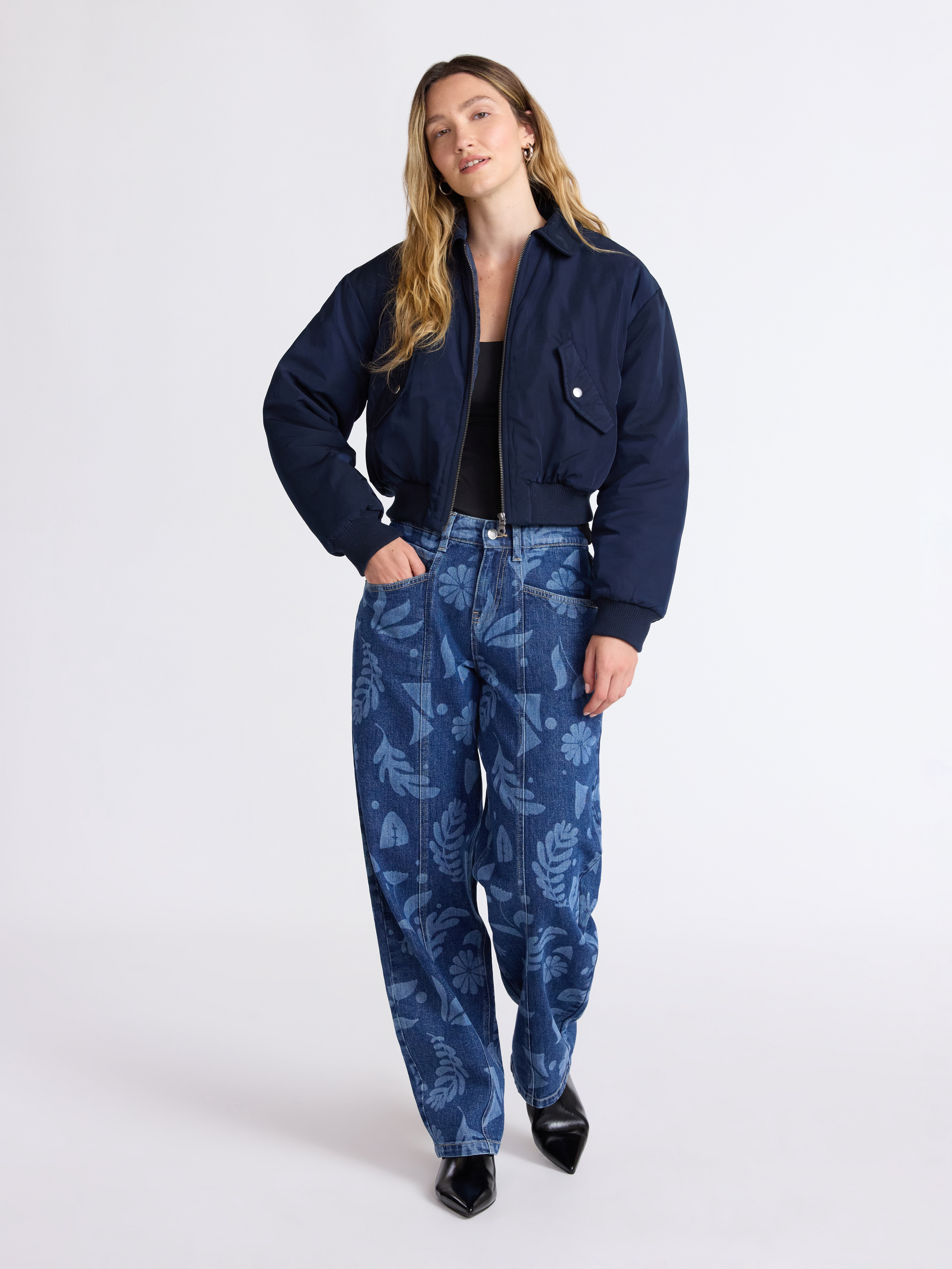 Scoop Women's Cropped Bomber Jacket, Midweight, Sizes XS-XXL