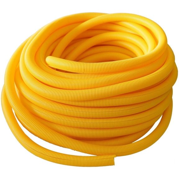 Absolute SLT14-20YL 20' 1/4" 5mm yellow split wire loom conduit polyethylene corrugated tubing sleeve tube