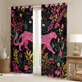 thumbnail image 2 of Homewish Kawaii Rustic Cheetah Black Out Curtains for Teen, Jungle Woodland Wildlife Curtains Pack of 2 (42x63 Each), Plant Botanical Bedroom Curtains, Curtains and Drapes Decor, 2 of 6