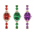 thumbnail image 5 of Women Quartz Wrist Watches Strap Oval Watch Artificial Crystal Rhinestone Accented Easy Read Number Dial Fashion Dress Up Adjustable Stainless Steel Green, 5 of 5