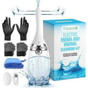 Enema & Vaginal Kit by Tilcare - Enemas for Colon Cleanse - Electric Anal Douche with 3 Speed Settings & Remote Control - Soft Silicone Enema Bulb Cleaner with 15 Gloves & Towel