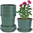 thumbnail image 1 of 5 Pieces Plastic Flower Pots, 16cm Thicken Flower Pot Root Control Seedling Planter Nursery Garden Decorative Plant Container (Green), 1 of 5