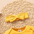 thumbnail image 5 of Kayannuo Baby Girl Clothes Long Sleeve Fall Winter Newborn Infant Baby Girls Ruffles Romper Tops+Floral Shorts Outfits Headband Set,Yellow, 5 of 9