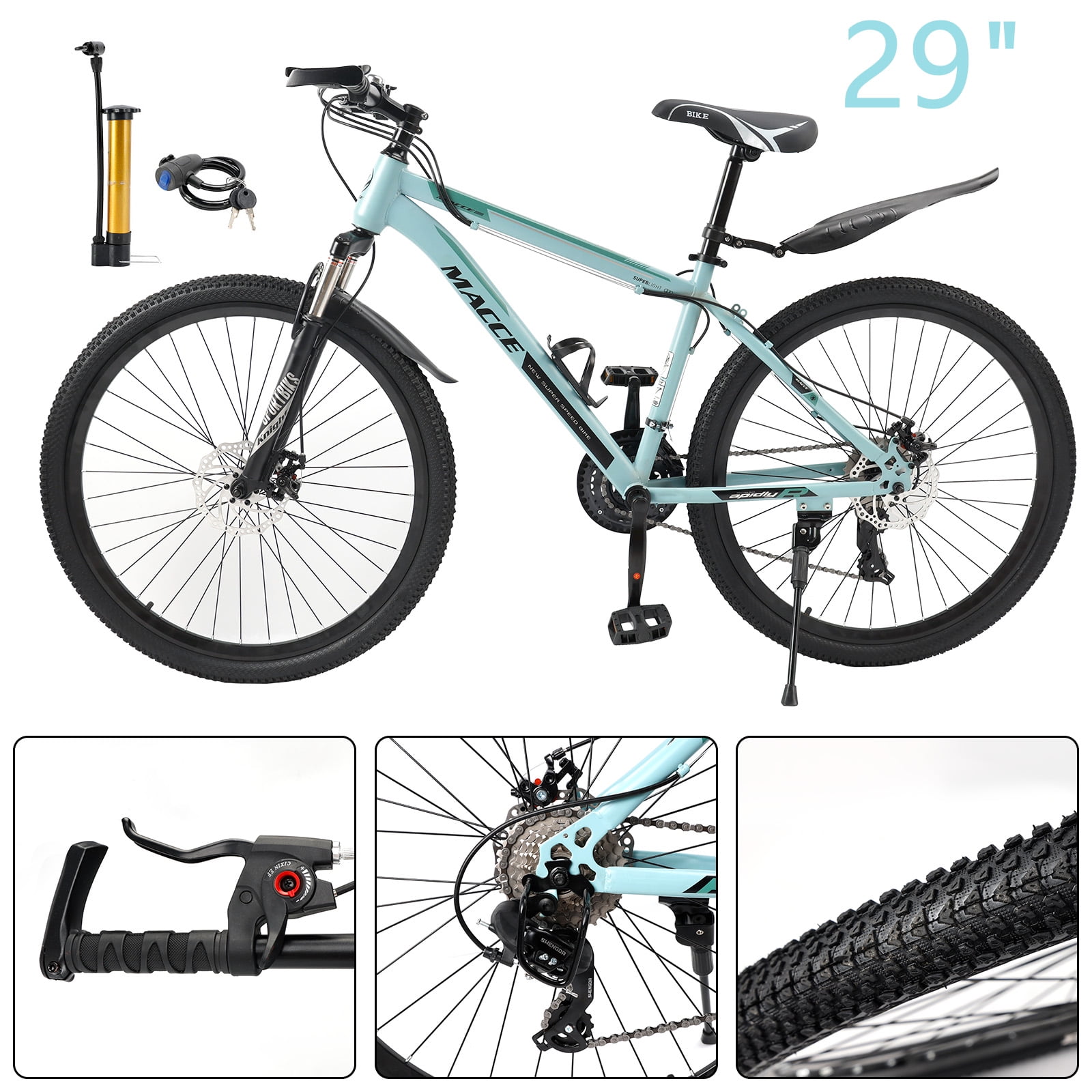Mountain Bike for Adult, 29 Inch 21-Speed Front Suspension High-Carbon Steel MTB Bicycle, Dual Disc Brake Bikes for Men Women