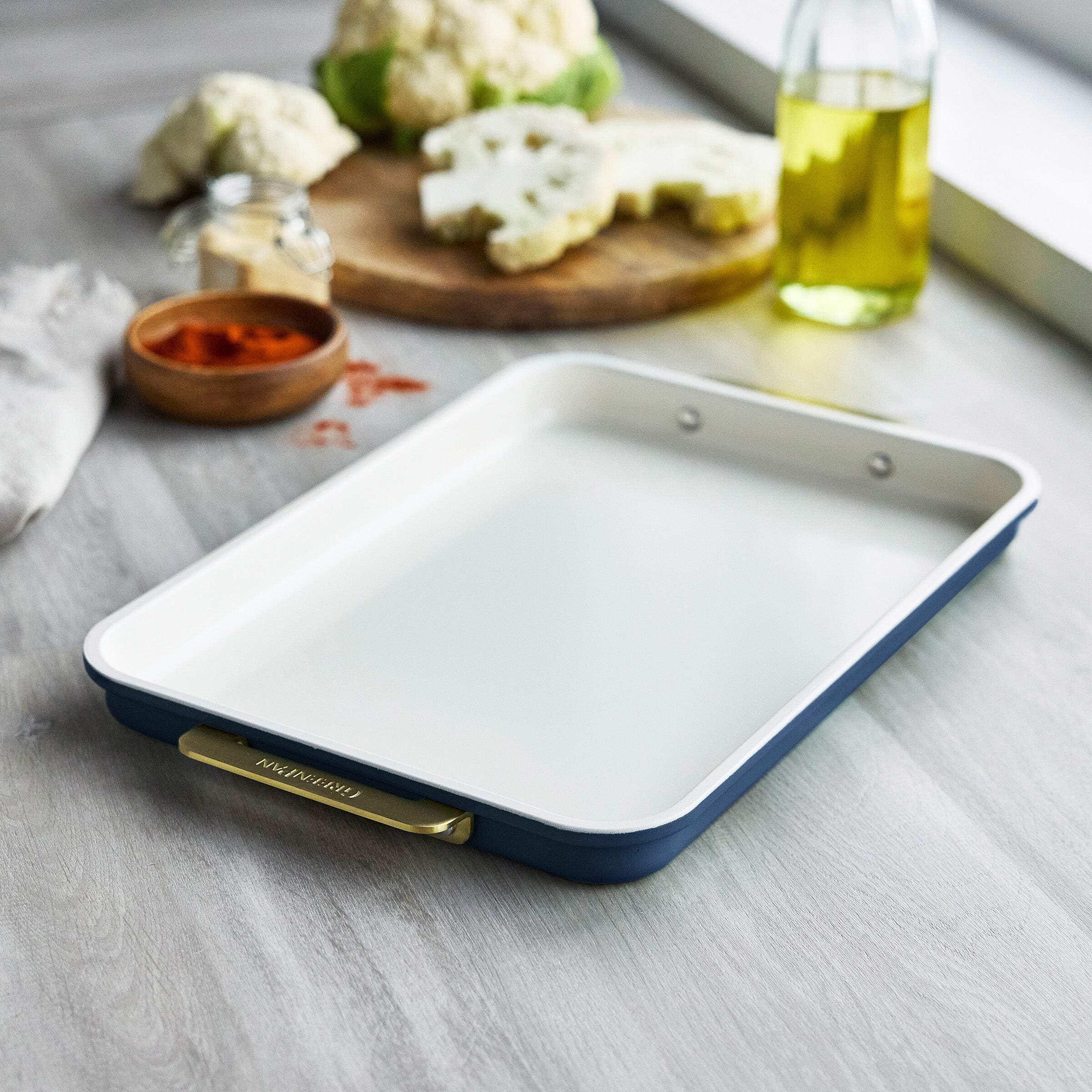 GreenPan Reserve 13" x 9" Quarter Sheet Baking Pan, Ceramic Nonstick Baking Pan, Oxford Blue