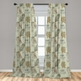 thumbnail image 5 of Ambesonne Owl Curtains, Sketch Cat Looking Birds, Pair of 28"x84", Brown Reseda Green, 5 of 5