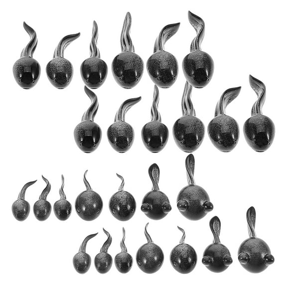 Hytrove Miniature Tadpole Figurines Black Resin 26Pcs 1.3x0.4x0.4In