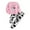 Pink, variant on SUSUSU Girls Winter Playwear, Cow Print Embroidered Long Sleeve Top with Striped Pants, Soft Thickened Outfit