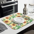 thumbnail image 3 of Sunflower Floral Dish Drying Mat for Kitchen Countertop, Microfiber Absorbent Drying Pad, Foldable Dish Rack Mat for Sink Area, 16x18 Inch, 3 of 7