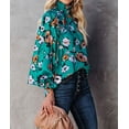 thumbnail image 4 of Blouse à Col Montant Smockée à Imprimé Floral pour Femmes, 4 of 12