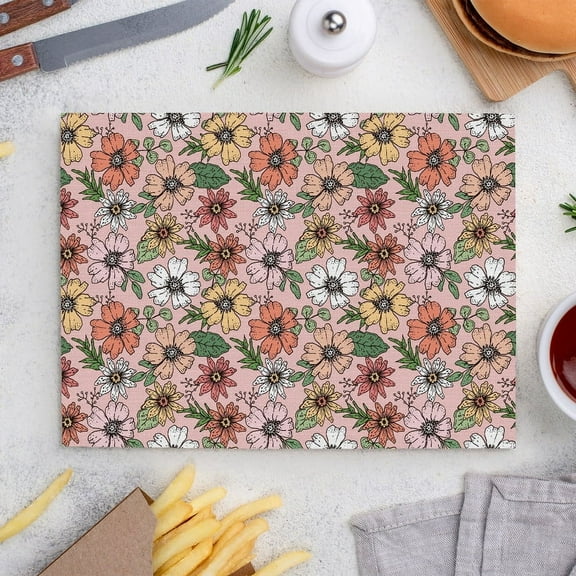 Place Mats Set,Decorative Table Place Mats For For In Door Dinning,Heat Insulation Stain Resistant Table Mats(Flower)