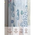thumbnail image 6 of Ocean Octopus Sheer Curtains 54 Inch Long 2 Panels, Watercolor Seaweed Sea Horse Coral Blue Letter Texture Light Filtering Rod Pocket Curtains, Sheer Voile Drapes for Living Room Bedroom, 52"x54", 6 of 8