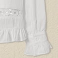 thumbnail image 6 of Casual Loose Fit Long Sleeve T Shirt Pure Color Breathable Blend Top For Everyday WearWhiteM, 6 of 8