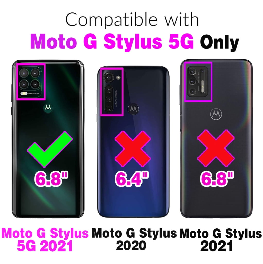 Furiet Argyle Wallet Case for Moto G Stylus 5G 2021 with Wrist/Shoulder Strap Zipper Purse, Luxury PU Leather Card Holder Slots Stand Phone Cover for Motorola GStylus G5 XT2131DL Women Deep Purple