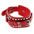 thumbnail image 1 of Pulsera de cuero Steampunk Gothic Punk Rock remaches Hugo rojo, 1 of 10
