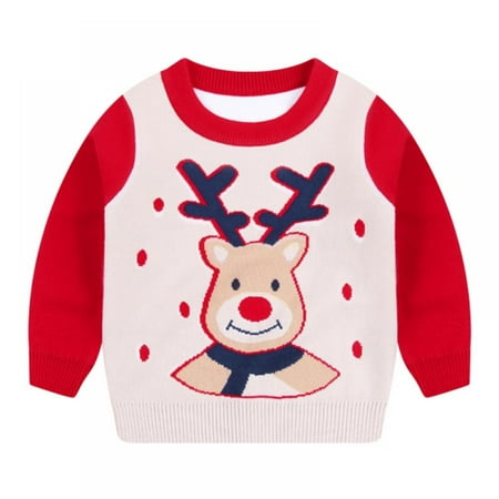 

Baby Toddler Girl Boy Christmas Sweater Cute Cotton Pullover Sweatshirt