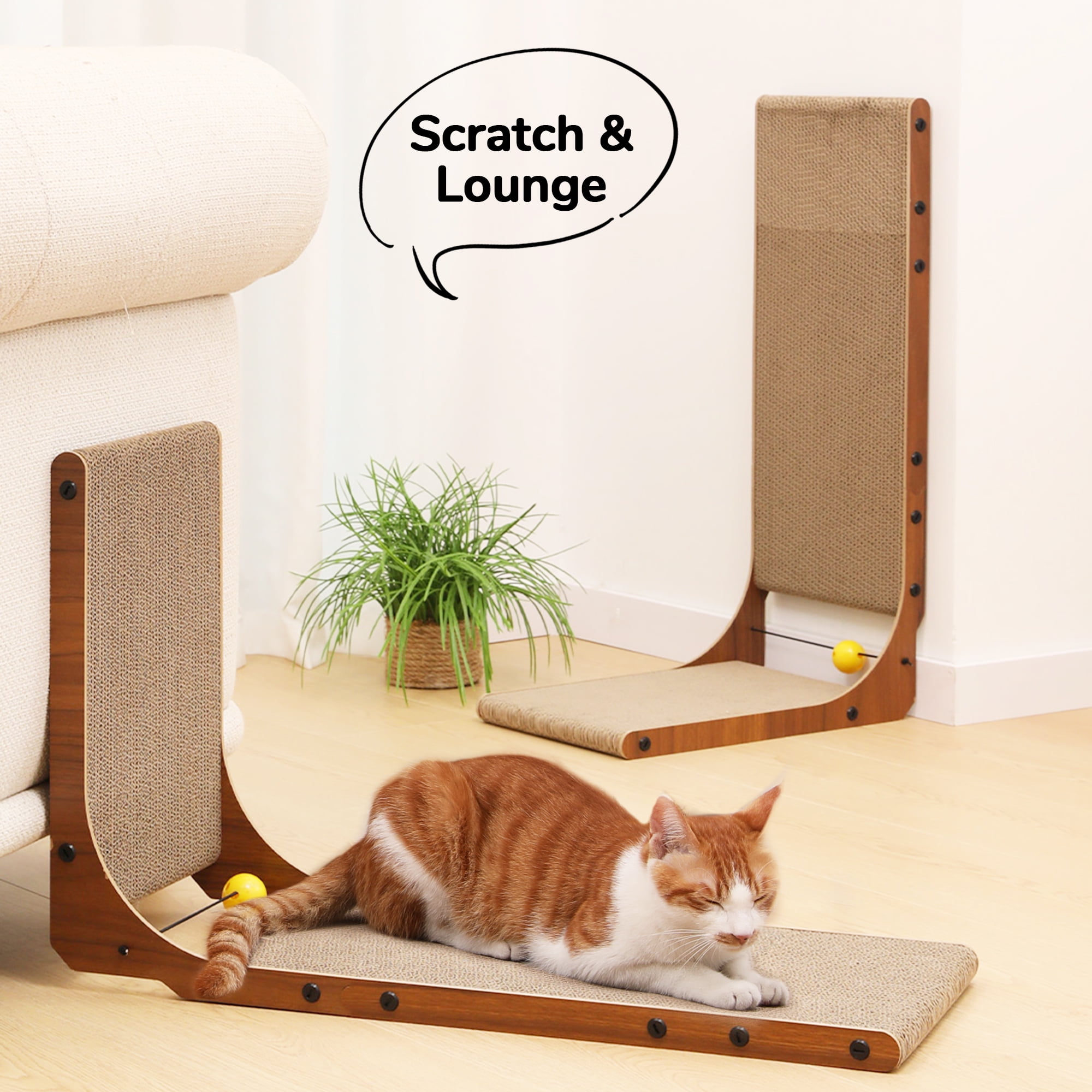 FUKUMARU Curved Cat Scratcher, 26.8 inch Cardboard Scratch Pad, 2 Pack
