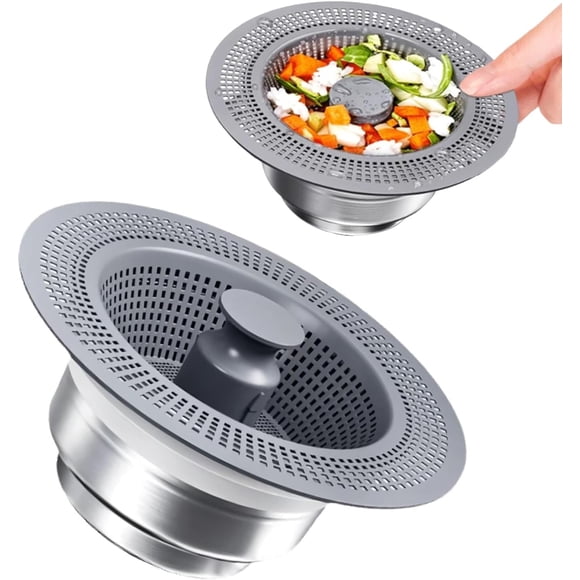 Colr y tapón de drenaje de fregadero de cocina de acero inoxidable 3 en 1 mejors, tapones de fregadero para tapones de fregadero de cocina y tope de drenaje, incluye cesta de colección; se