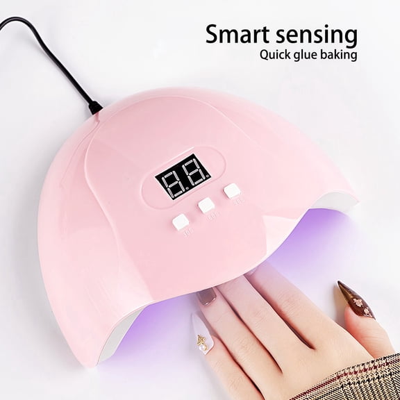Gel Nail Lamp LED Light - 54W Nail Dryer, Polish Curing Lamp, Acrylic & Gel Safe, No Dazzling, Fast Drying, Low Heat, Home Salon Manicure, 5-Finger Capacity, Pink Easter, St. Makeup Organizers