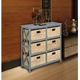 thumbnail image 4 of eHemco 3 Tier X-Side End Storage Cabinet with 6 Wicker Baskets, Gray, 4 of 4