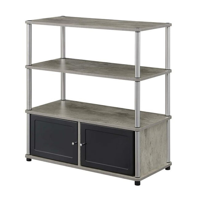 Designs2Go Meuble TV Highboy avec Armoires de Rangement et Étagères en Bois Gris