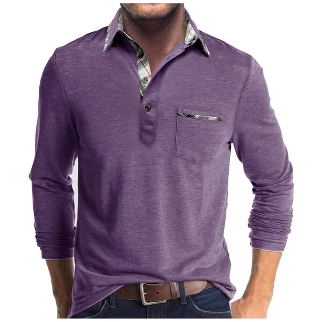 pstuiky Camisas de manga larga abrigadas para hombre, Camisa de manga larga con cuello abatible y botones de bolsillo para hombre para otoño e invierno camisetas de hombre xxl