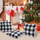 thumbnail image 3 of Fundas para cojines navideños: juego de 4 fundas para cojines a cuadros en blanco y negro de búfalo, funda para cojines de algodón de 45 x 45 cm, almohada decorativa navideña, 3 of 4