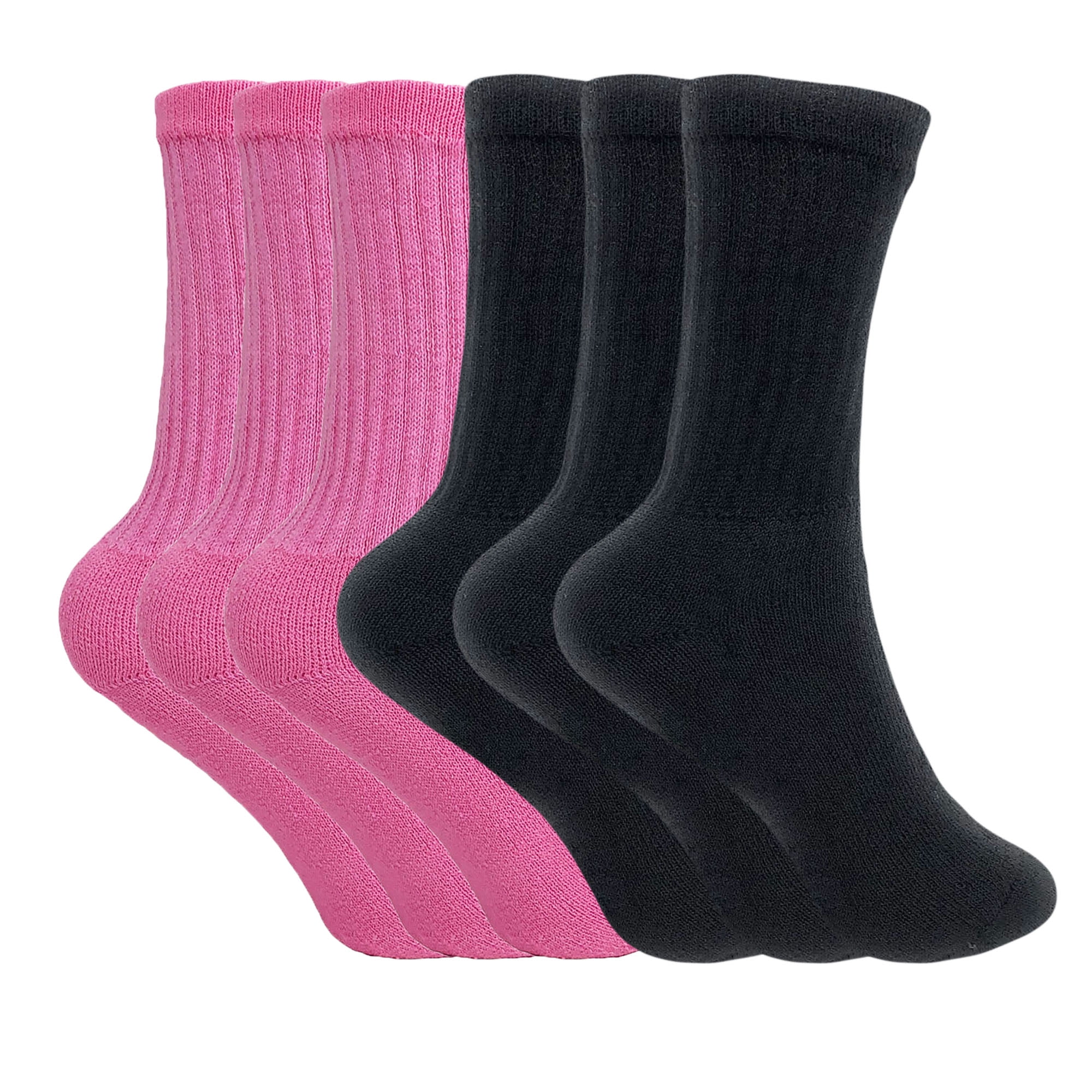 AWS/American Made Cotton Crew Socks for Women 6 PAIRS Size 911 (Pink